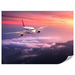 Muralo FOTOTAPETA Pre Obývaciu Izbu Lietadlo Západ Slnka Oblaky Obloha 150 x 105 cm vyobraziť