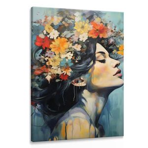 Muralo OBRAZ NA PLÁTNĚ Žena Portrét Obličej Květiny 60 x 90 cm vyobraziť