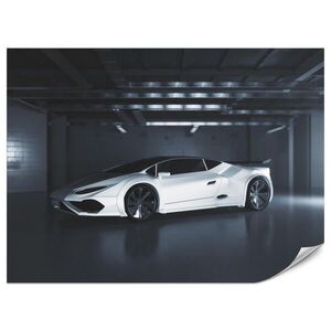 Muralo FOTOTAPETA Pre Študentskú Izbu Biele Športové Auto Podzemná Garáž Moderná 350 x 256 cm vyobraziť