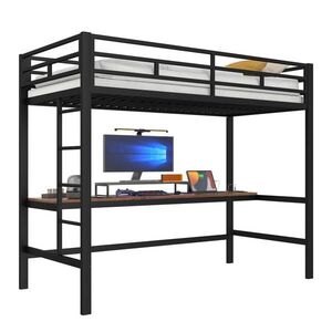 STILVORA VYSOKÁ POSTEĽ 90/200 cm čierna so stolom, LED, USB, Type-C a zásuvkou, kovový dizajn vyobraziť