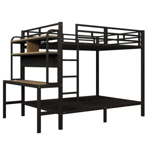 STILVORA POSCHODOVÁ POSTEĽ 140/200 cm čierna so stolom, LED a USB vyobraziť