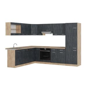 Vicco ROHOVÁ KUCHYŇA R-Line, Čierny betón/Dub Goldkraft, 287 x 227 cm AP dub vyobraziť