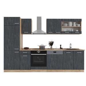 Vicco KUCHYNSKÝ KÚT R-Line Čierny betón/dub Goldkraft 300 cm AP dub vyobraziť