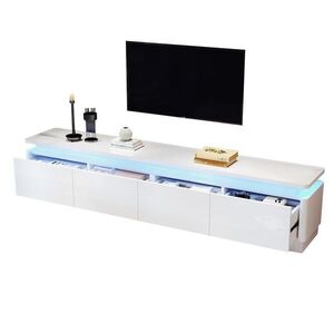 Redom NÍZKA komoda 180/34/40 cm so 4 zásuvkami, LED osvetlením a vysokolesklým povrchom, Biela vyobraziť