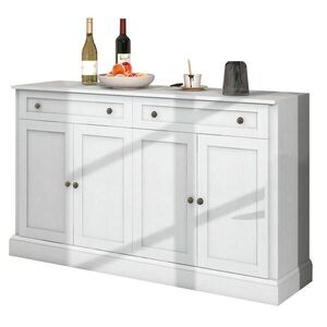 Redom SIDEBOARD 150/40/86 cm s 4 dvierkami a 2 zásuvkami, úložný priestor s nastaviteľnými policami, Antik biela vyobraziť