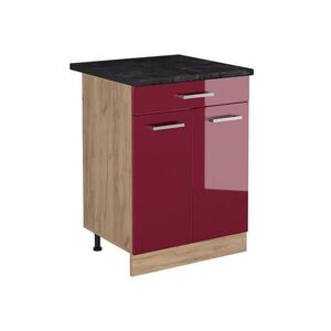 Vicco KUCHYNSKÁ SPODNÁ SKRINKA R-Line, Červený vysoký lesk/Dub Goldkraft, 60 cm so zásuvkou antrasiitti työtaso vyobraziť