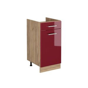 Vicco KUCHYNSKÁ SPODNÁ SKRINKA R-Line, Červený vysoký lesk/Dub Goldkraft, 40 cm bez pracovnej dosky vyobraziť