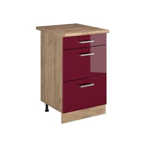 Vicco KUCHYNSKÁ SPODNÁ SKRINKA R-Line, Červený vysoký lesk/Dub Goldkraft, 50 cm Goldkraft tammi työtaso vyobraziť