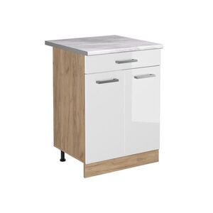 Vicco KUCHYNSKÁ SPODNÁ SKRINKA R-Line, Biely vysoký lesk/Dub Goldkraft, 60 cm so zásuvkou Marmori työtaso vyobraziť