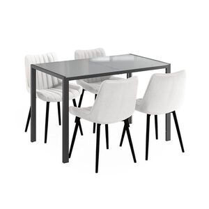 Vicco SÚPRAVA JEDÁLENSKÉHO STOLA Grand, Šedá, 120 x 70 cm so 4 stoličkami (béžové) vyobraziť
