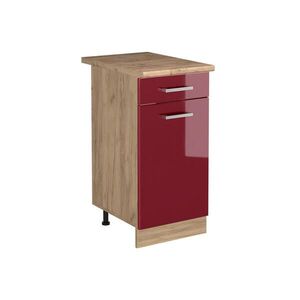 Vicco KUCHYNSKÁ SPODNÁ SKRINKA R-Line, Červený vysoký lesk/Dub Goldkraft, 40 cm Goldkraft tammi työtaso vyobraziť