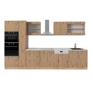 Vicco KUCHYNSKÝ KÚT R-Line Dub remeselný/dub Goldkraft 350 cm s vysokou skrinkou, s pracovnou doskou vyobraziť