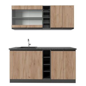 Vicco JEDNOLÔŽKOVÁ KUCHYŇA R-Line, Dub Goldkraft/antracitová, 160 cm tvar J vyobraziť