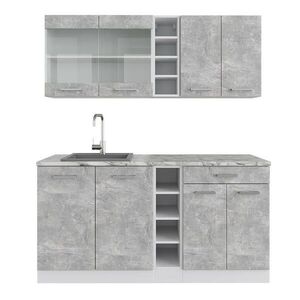Vicco JEDNOLÔŽKOVÁ KUCHYŇA R-Line Betón/Biela 160 cm bez pracovnej dosky vyobraziť