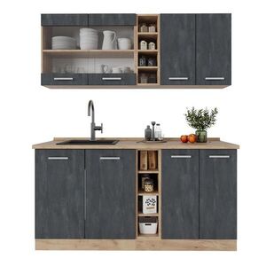 Vicco MINI KUCHYŇA R-Line Čierny betón/dub Goldkraft 160 cm bez pracovnej dosky vyobraziť