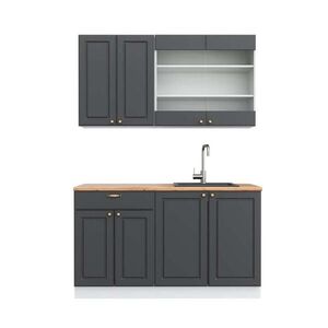 Vicco JEDNOLÔŽKOVÁ KUCHYŇA Fame-Line Antracit zlatá/biela 140 cm , AP Oak vyobraziť
