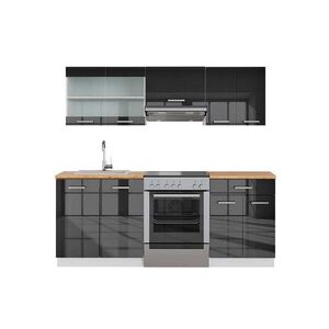 Vicco KUCHYNSKÝ KÚT Fame-Line Antracit vysoký lesk/biela 200 cm , AP Oak vyobraziť