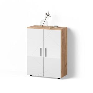 Livinity® MIDI SKRINKA Ronco Biely vysoký lesk/dub Goldkraft 60 x 81 cm vyobraziť