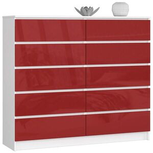 RAUMHIRSCH FURNITURE KOMODA Biela, Červená lesklá 121/138/40 vyobraziť