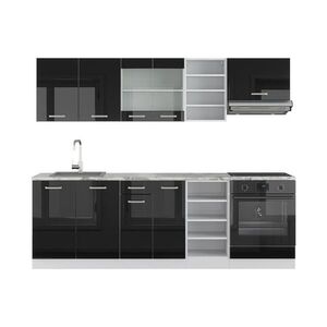 Vicco KUCHYNKA R-Line Čierna vysoký lesk/biela 240 cm s pracovnou doskou vyobraziť