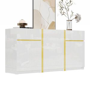 Modfu KOMODA z MDF a drevotriesky 160x40x78 cm biela s vysokým leskom, 2 zásuvkami, 3 dvierkami a nastaviteľnými policami vyobraziť