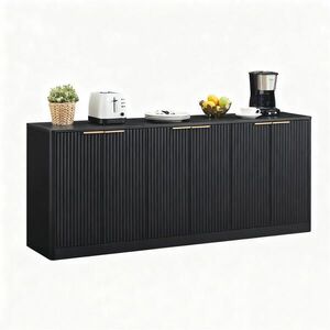 Modfu KOMODA z MDF 170x40x70, 5 cm čierna s 6 dvierkami, úložným priestorom a univerzálnym využitím vyobraziť