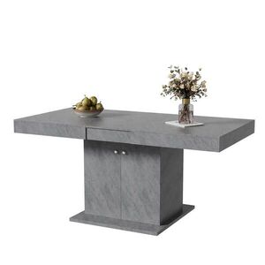 Modfu ROZKLADACÍ jedálenský stôl z drevotriesky a kovu 180x80x76 cm sivý s úložným priestorom a automatickým rozšírením vyobraziť
