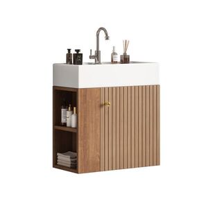 Modfu KÚPEĽŇOVÁ skrinka s umývadlom z MDF 55x31x66, 5 cm v hnedej farbe s úložným priestorom vyobraziť