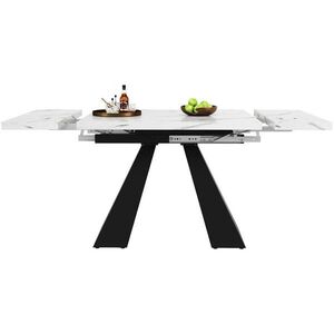 Modfu ROZKLADACÍ jedálenský stôl z MDF a kovu 159x74x77 cm bielo-čierny s posuvným systémom a stabilnou konštrukciou vyobraziť