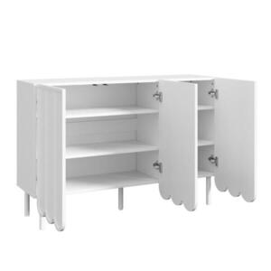 Modfu KOMODA z MDF 120x35x80 cm biela s vlnitými dvierkami, bez úchytiek, nastaviteľnými policami a stabilnými nohami vyobraziť