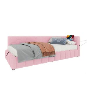 WISHDOR ROZKLADACIA POHOVKA 90/200 cm, ružová, zamatová, s úložným priestorom, LED osvetlením, USB a Type-C vyobraziť