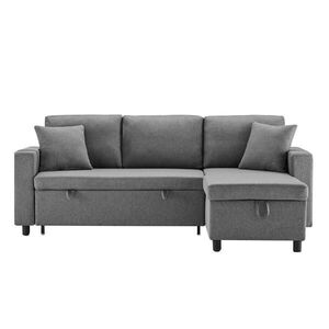 Modfu ROHOVÁ rozkladacia pohovka z ľanu 219, 5x142, 5x83 cm tmavosivá s úložným priestorom, vankúšmi a bočným vreckom vyobraziť