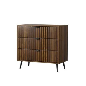 Modfu KOMODA z MDF 80x39x78 cm orechová s 3 zásuvkami a kovovými úchytkami v modernom štýle vyobraziť