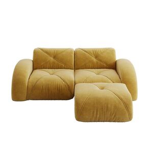 Modfu 2-MIESTNA pohovka z chenille 204x171x76 cm žltá s otomanom, bezrámové prevedenie, 32D pena, pet-friendly vyobraziť