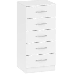 Modfu KOMODA z drevotriesky 40x35x85 cm biela s 5 zásuvkami a ochranou proti prevráteniu vyobraziť