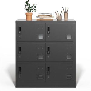 Modfu KOVOVÁ skrinka z ocele 90x40x100 cm čierna s 6 dvierkami, zámkami a vetraním vyobraziť
