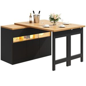 Modfu BAROVÝ stôl z MDF 180x40x71, 5 cm čierna/prírodná rozkladací, otočný s LED osvetlením a úložným priestorom vyobraziť