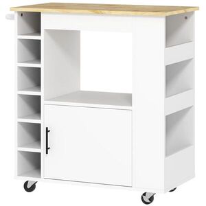 Modfu KUCHYNSKÝ vozík z preglejky 83x40x83 cm dub s kolieskami, držiakom na uterák a stojanom na víno vyobraziť