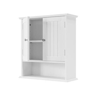 Modfu NÁSTENNÁ kúpeľňová skrinka z MDF 54, 5x19, 8x59, 9 cm biela s nastaviteľnými policami a otvoreným úložným priestorom vyobraziť