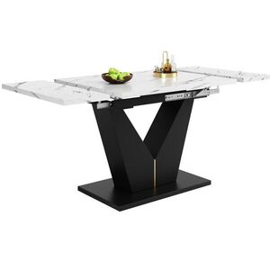 Modfu ROZŤAHOVACÍ jedálenský stôl z MDF a kovu 99x75x75 cm biely/čierny s V-nohou a stabilnými vodiacimi lištami vyobraziť