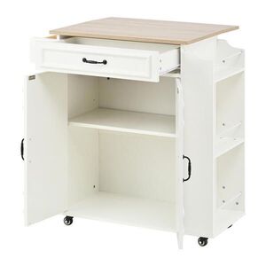 Modfu KUCHYNSKÝ vozík z MDF 66x60x90 cm biely na kolieskach so sklápacou pracovnou doskou a úložným priestorom vyobraziť