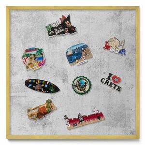 TULUP MAGNETICKÁ TABUĽA 50x50 cm zlatý rám – Prírodné boho listy vyobraziť
