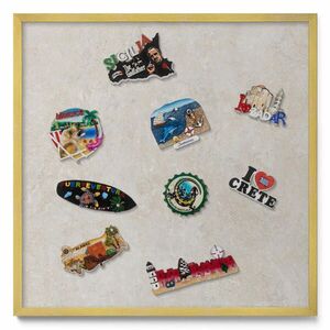TULUP MAGNETICKÁ TABUĽA 50x50 cm zlatý rám – Elegantný svetlý kameň vyobraziť