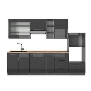 Vicco KUCHYNKA Fame-Line Antracit vysoký lesk 280 cm , AP Oak vyobraziť