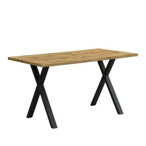 OKWISH JEDÁLENSKÝ stôl 140/80/76 cm dubový z MDF a kovu s krížovou konštrukciou v minimalistickom štýle vyobraziť