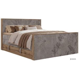 MKS BOXSPRINGOVÁ POSTEĽ WOOD KING DUO 180/200 - Svetlohnedá Manšester - Topper Visco - H3 (stredne tvrdý) vyobraziť