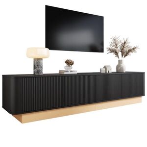 STILVORA TV SKRINKA Čierna s nastaviteľnými policami, 200 × 40 × 47, 5 cm vyobraziť