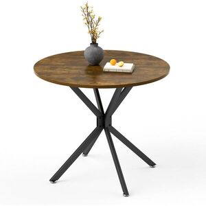 Modfu JEDÁLENSKÝ stôl z drevotriesky a ocele 90x90x78 cm čierna a rustikálna hnedá pre 1-4 osoby, okrúhly a priestorovo úsporný vyobraziť
