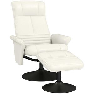 OKWISH RELAXAČNÉ kreslo 69/71/104 cm krémovo biele otočné s polohovaním a taburetkou z polyesteru vyobraziť