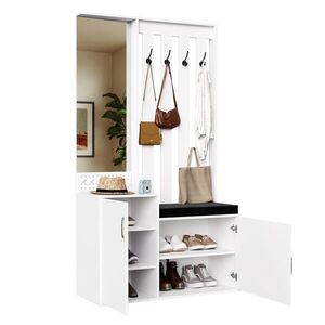 EuroLiving BIELA ŠATNÍKOVÁ SÚPRAVA so zrkadlom a lavicou na topánky, zásuvka 100x40x180 cm vyobraziť
